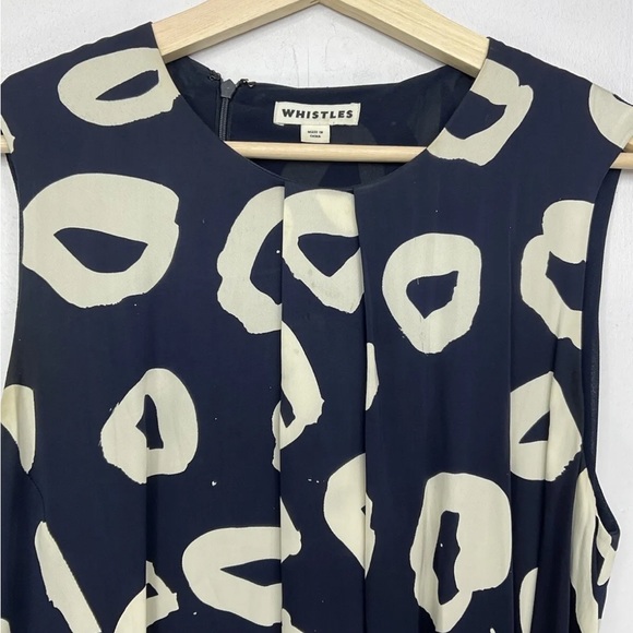 Whistles Marisa Loop Print Draped Dress Size 12 Blue Midi - Picture 4 of 9